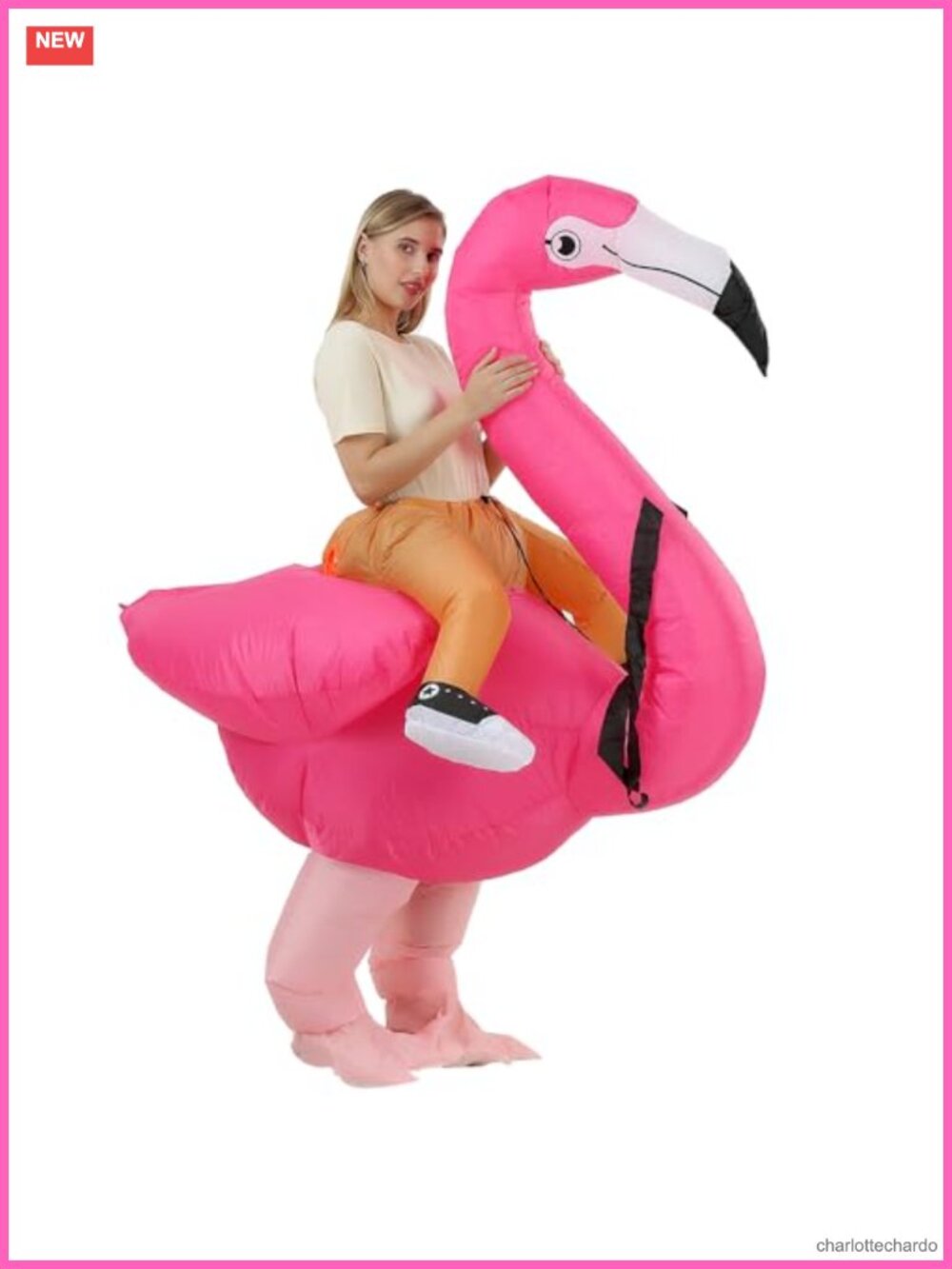 Inflatable Flamingo Costume Adult Ride On Blow Up Halloween Party Suit